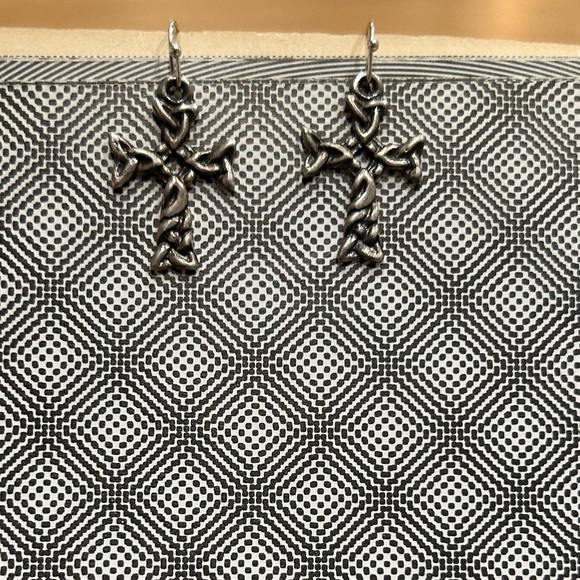 Sterling Silver Celtic Cross Earrings - Picture 3 of 10